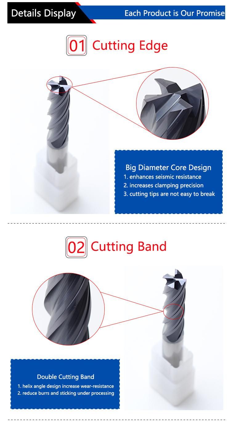 High Quality Hardware Seno in China HRC60 4f Flat End Mill Cutter