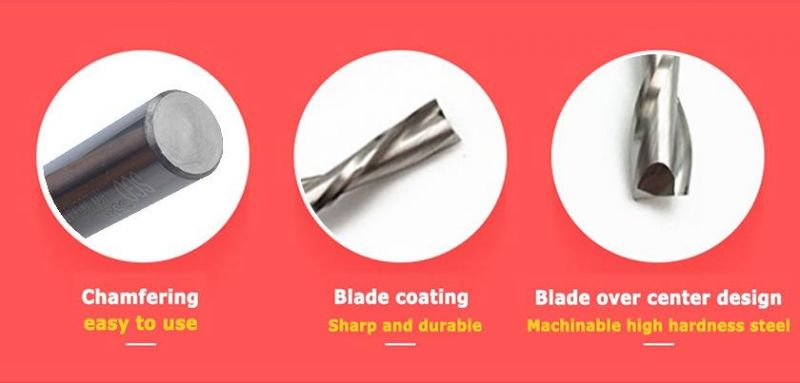 Left Spiral Down Cut 2 Flute CNC Carbide Router Bit for Hard Wood