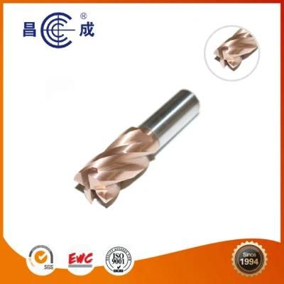 China Factory Tungsten Carbide 4 Spiral Flutes Milling Cutter with Tin Coating