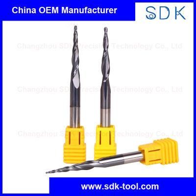 CNC Machine Milling 2 Flute Solid Carbide Tapered Ball Nose End Mill for Woodcutting