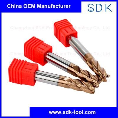 HRC55 Grade Tungsten Carbide 4 Flute Corner Radius Cutting Tools for Steels