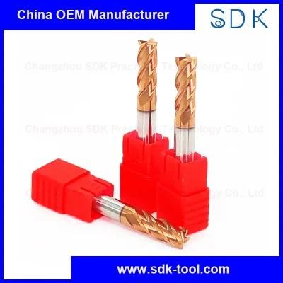 CNC Milling Cutter Tool for Steel Tungsten Carbide 4 Flutes Square Endmill with 55HRC Tisin Coating