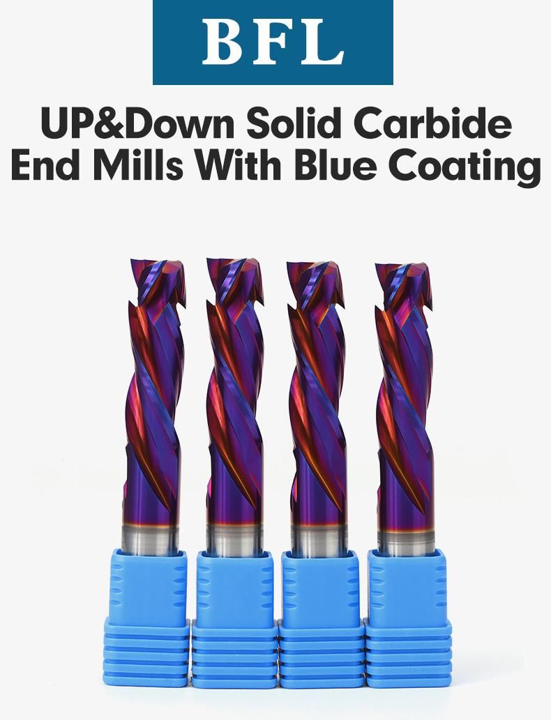 Compression Milling Cutter Woodworking Down Cut 3 Flutes Spiral CNC Tool Carbide End Mill Router Bits