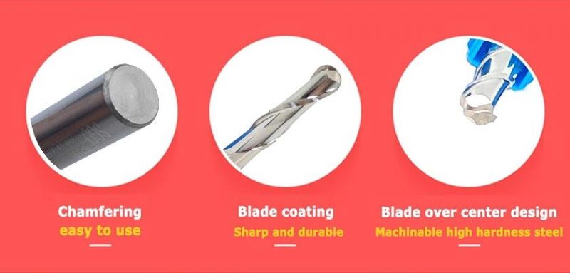 Carbide Ballnose Two Flutes Standard Spiral End Mills Wood Milling Cutter