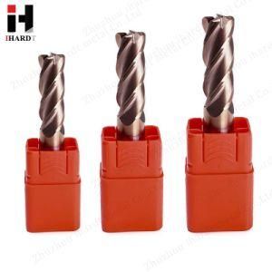 HRC55 4-Flutes Unequal Pitch End Mills with Straight Shank 35 Degree to 38 Degree