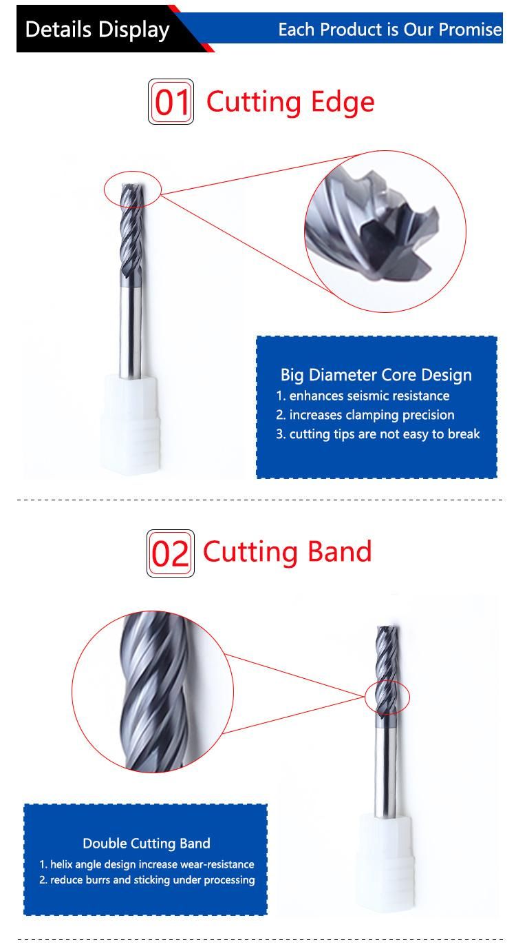 Factory Direct Sales Tungsten Carbide 4flutes HRC60 Corner Radius End Mill
