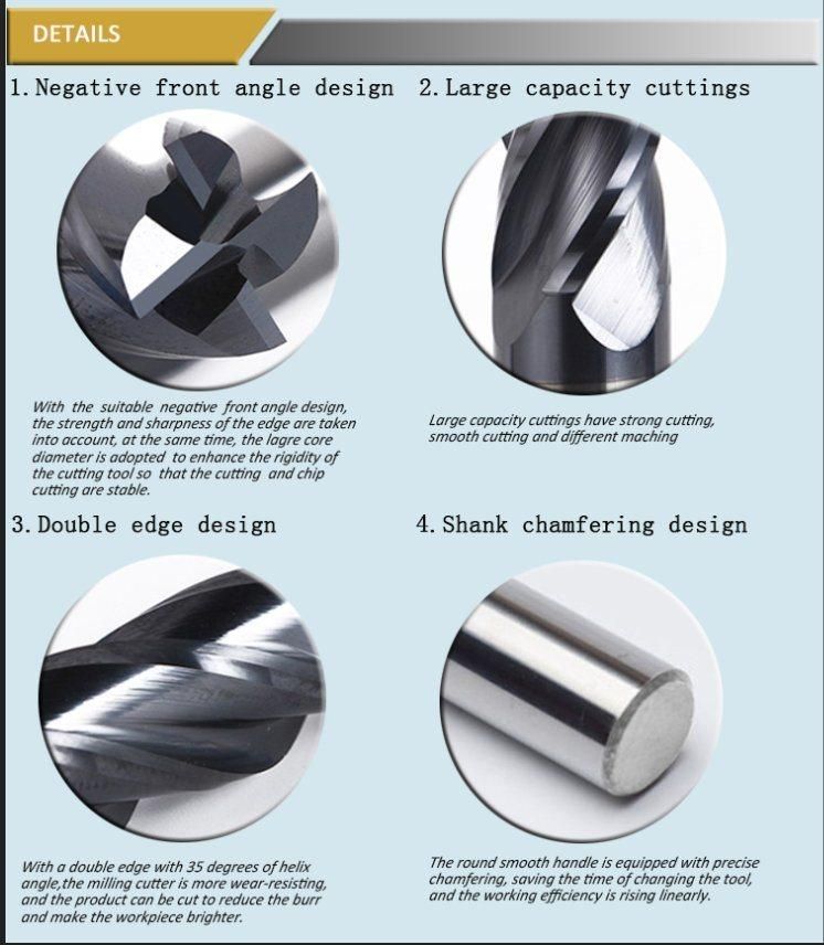 HRC45 Solid Carbide Square End Mill Diamond Cutters