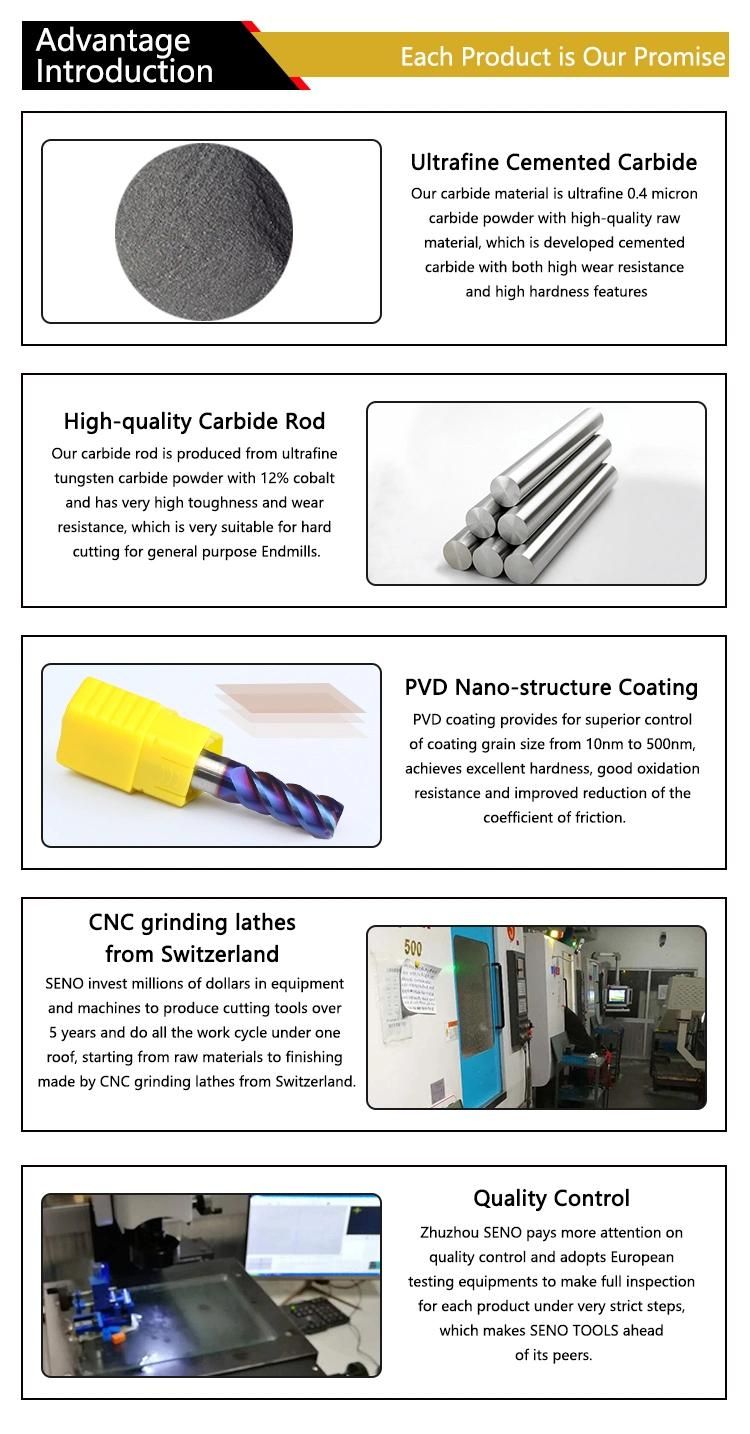 4 Flutes HRC60 Blue Coated Carbide End Mill for Stainless Steel