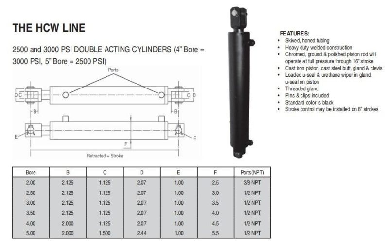 Hydraulic Cylinder RAM 3000 Psi Welded Lifting Hydraulic Cylinder