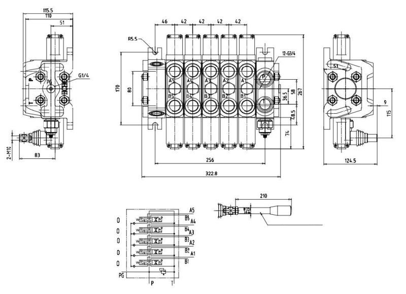 Hydraulic Multi-Way Directional Flow Control Valve Edl-F20L