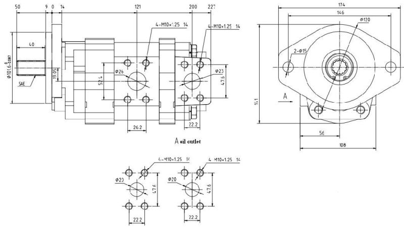 High Pressure Hydraulic Double Gear Pump with Aluminum Alloy