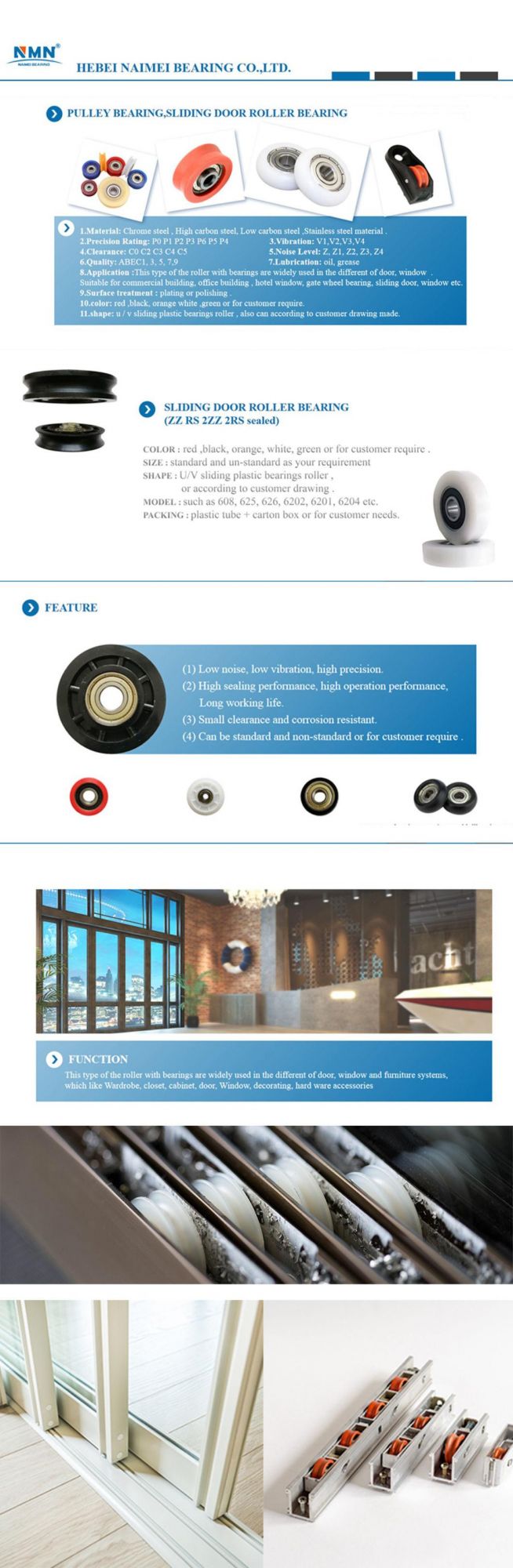 Hot Sale Double Pulley Sliding Window Rollers with Plastic Housing Wheel Bearing