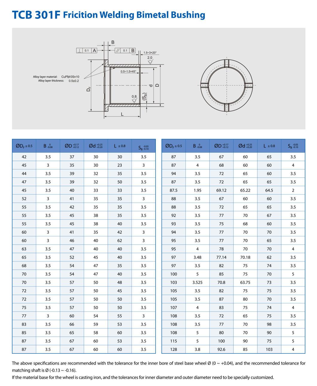 Bronze Bushes JF800 Bimetal Bearing Bushing