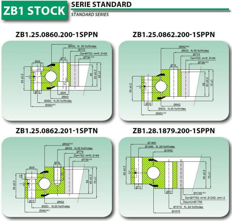 Slewing Ring Bearing with Internal Teeth for Packing Machine Zb1.25.0862.200-1sppn