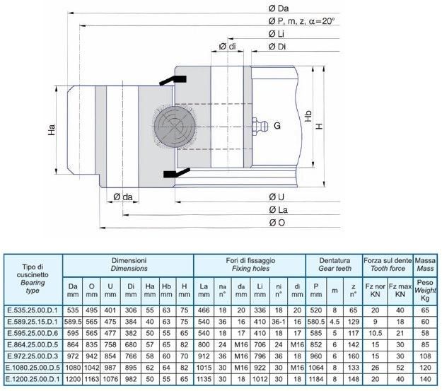 Torriani Gianni (TG) Slew Bearing External Gear Slewing Ring (E. 864.25.00. D. 5)