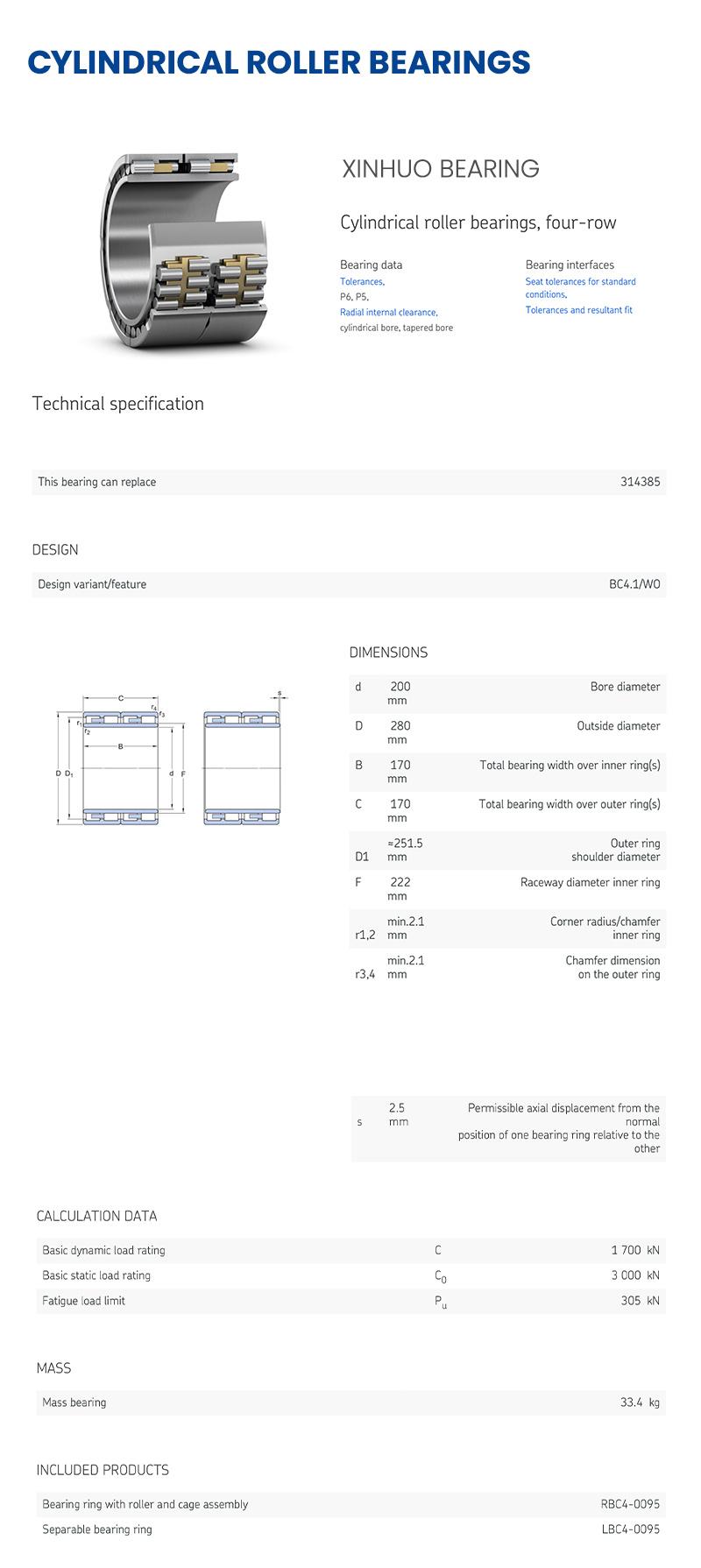 Xinhuo Bearing China Spindle Bearing Custom Tiny Ball Bearings Nj317e in Nup Type Cylindrical Roller Bearing