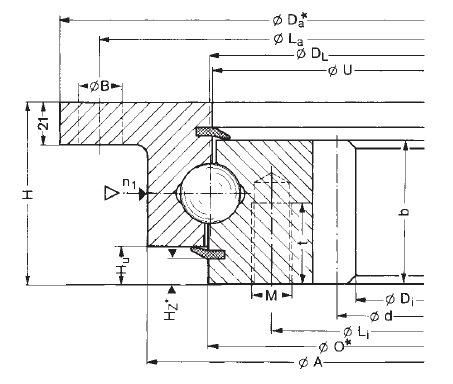 282.30.1300.013 (Type 110/1500.2) Flanged Slewing Ring Bearing with Internal Gear