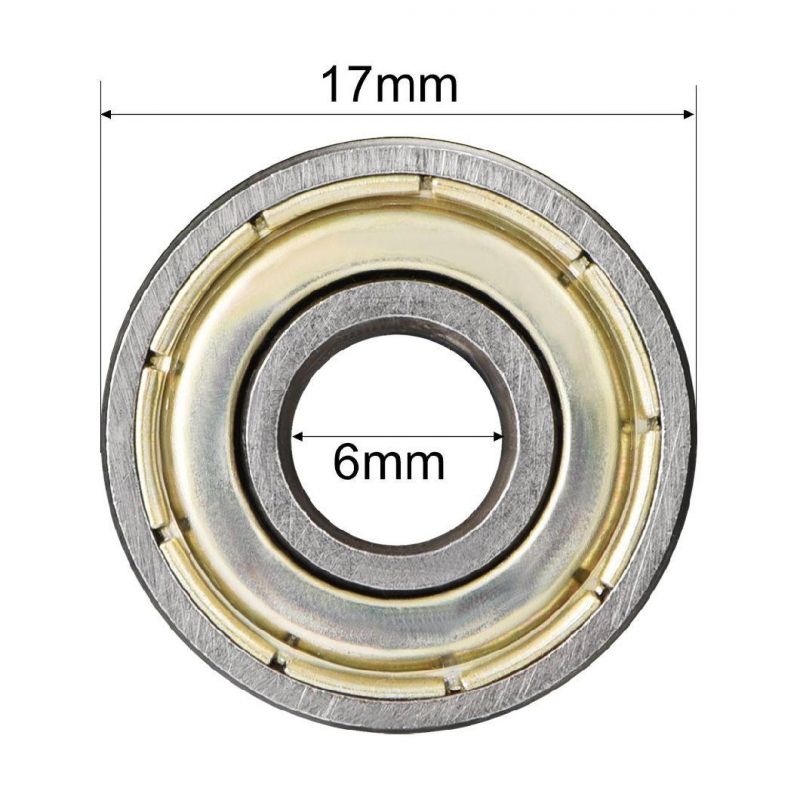 606zz 6 X 17 X 6 mm Deep Groove Ball Bearing Double Metal Shielded Miniature Ball Bearing, Fit for Skateboard Bearings Hand Spinner Longboard Rolle