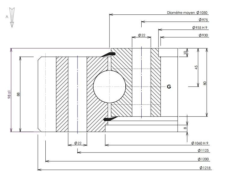 Slewing Ring Bearing Turntable Bearing External Gear 01 1050 00 Swing Bearing
