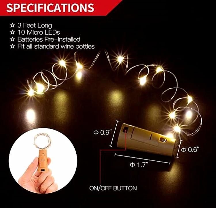 2m LED Wine Bottle Lights Cork Battery Powered Garland