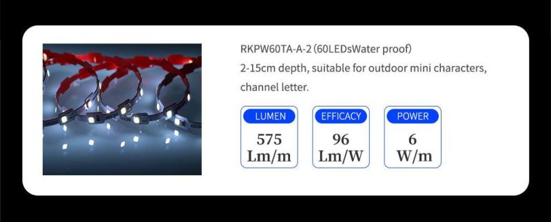 Ultra Bright SMD2835 White DC12V 60LEDs/M 3D LED Strip for Signage Application