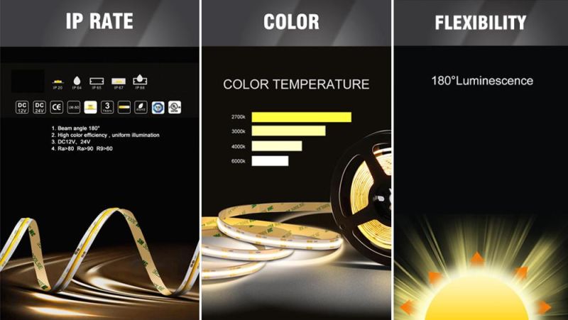 3 Years Warranty COB LED Strip 320LEDs Blue Color