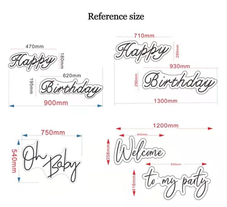 Happy Birthday Wholesale Customized Logo LED Neon Sign Waterproof IP65 Neon LED Lights