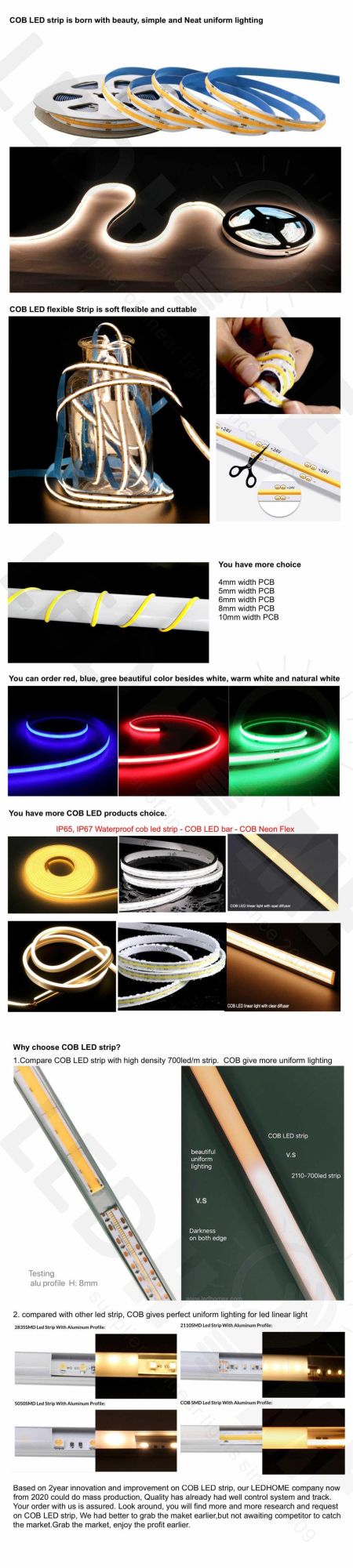 24V COB Flexible LED Strip Light with High CRI LED Strip Christmas Light 512LED/M