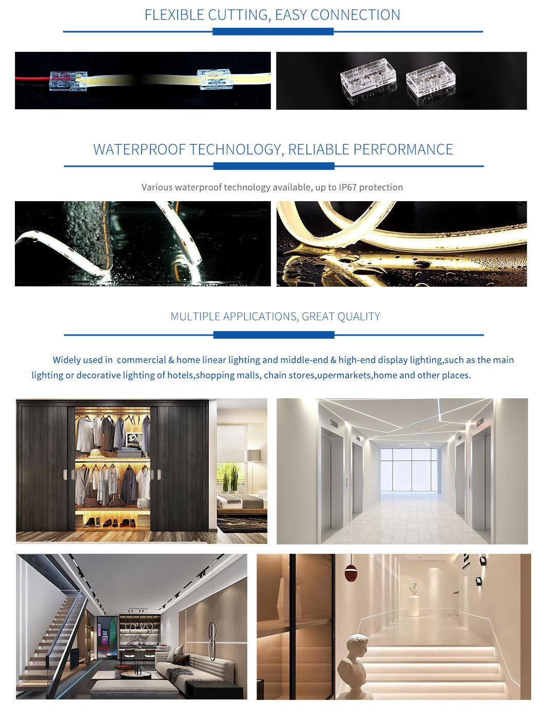 Factory Wholesale Waterproof IP65 COB Flexible Rope Light 12V 24V LED Strip with TUV CE, IEC