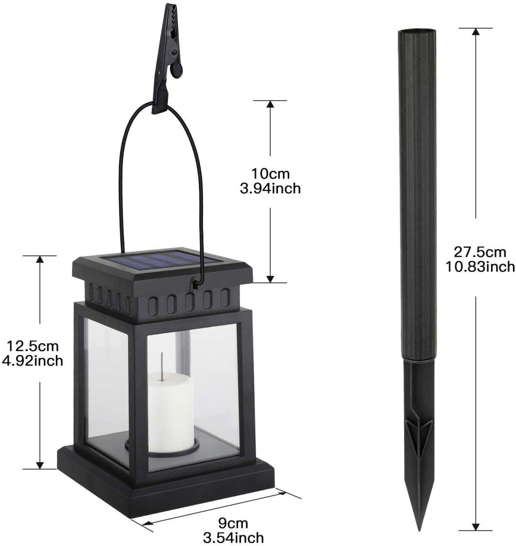 Solar Hanging Lantern, Candle Flickering Flame Effect LED Solar Lights