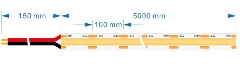 No Dots 210 Chips/Meter DC 24V IP20 Non-Waterproof Flexible COB LED Strips