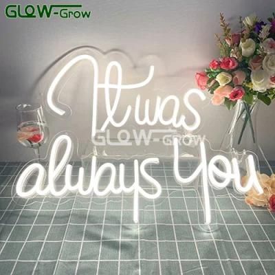 12V White It Was Always You Letters LED Neon Sign for Valentines Day Wedding Party Backdrop Bedroom Decoration