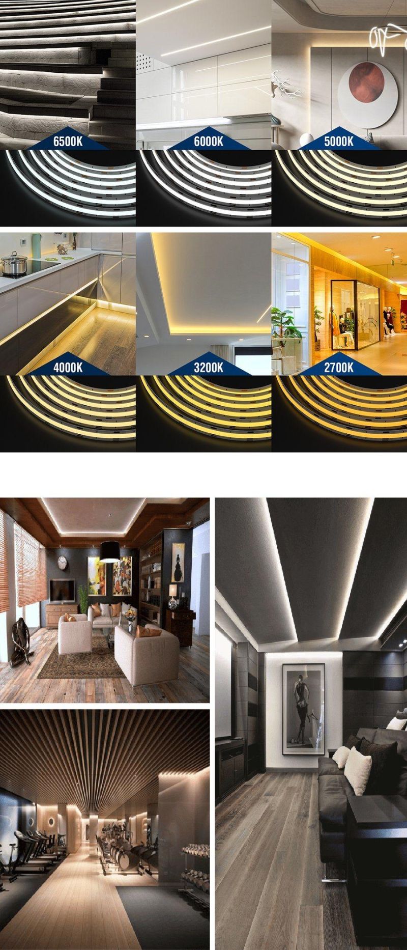 Factory Price 576LEDs/M DC24V COB Dual Color Strip Lights CCT 2700K-6500K Flexible