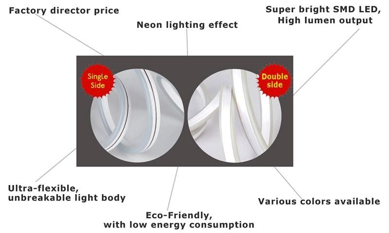 Unique Luxury Christmas Decorations Lights Single Color Customizable High Brightness Flexible LED Neon Strip