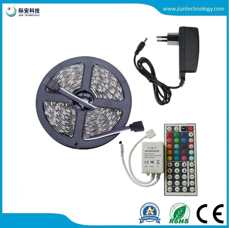 SMD 5050 RGB LED Strip 12V 30LEDs/M Waterproof Flexible Tape Ribbon String+RGB LED Controller+12V Power Adapter