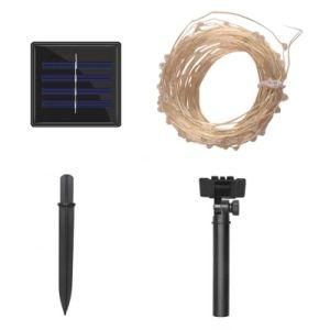 Solar 10m Cuttable LED Copper Wire String Light Warm White