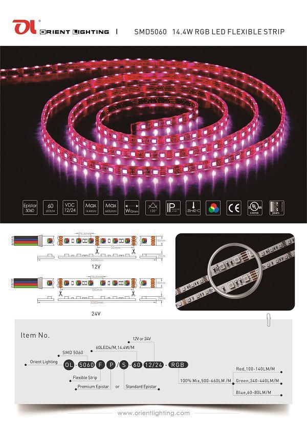 UL Ce SMD5060 High Power 30 LEDs/M Flexible LED Strip Light