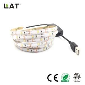 DC5V IP20 IP65 LED 2835 5m 30 60 120LEDs Ww/Cw Strip Tape Back Light USB for TV Computer Ce ETL UL