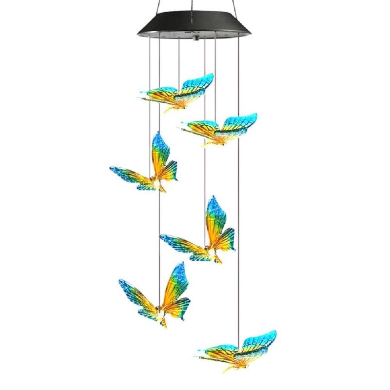 Solar Wind Chime Light Color Changing Butterfly Solar Chimes Outdoor Decoration Lights Wind Chime Solar Lamp Wyz18493