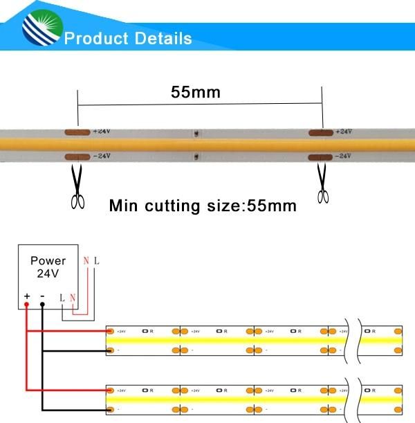 High Bright IP20 COB LED Flexible Light Strip with 350PCS with Soft Light