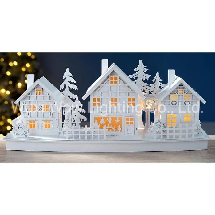 Village Scene Christmas Decoration 37.5 Cm - White