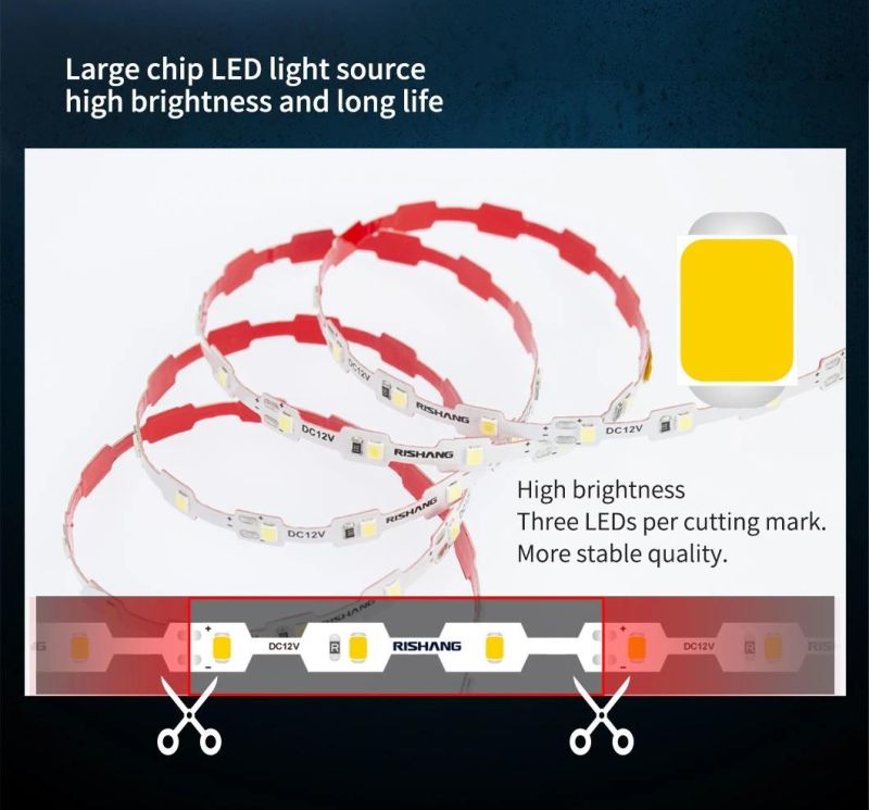 6mm 12V 60LEDs "S" Type Zig Zag PCB Shape LED Tape Easy Bend LED Strip Light