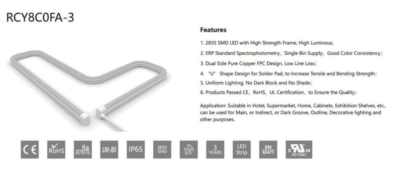 High Luminous U Shape Flexible Neon Strips LED Strip Lights