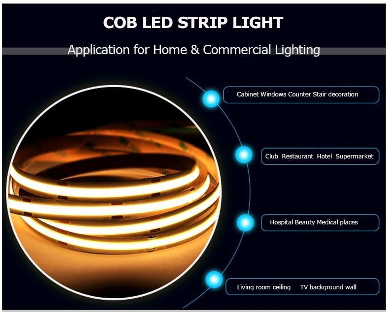 2700K White Warm White Christmas Soft Strip Lamp Decorative Logo Signs Car Lighting RGB Flexible COB Strip LED Light 12V 24V 5V
