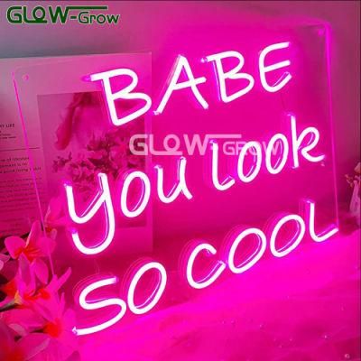 40*32cm Babe You Look So Cool Letters LED Neon Light Sign with 12V Adapter &amp; Dimmer