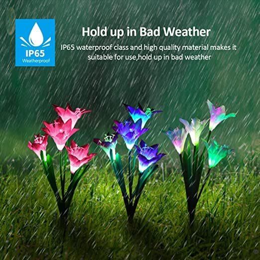 Solar Garden Stake Lights Multi-Color Changing Lily Solar Flower Lights for Patio