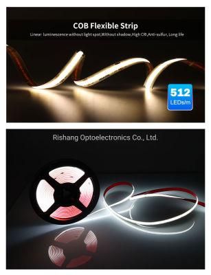 High Lumen Dots Free No Dark Area Flexible COB LED Strip with UL CE RoHS