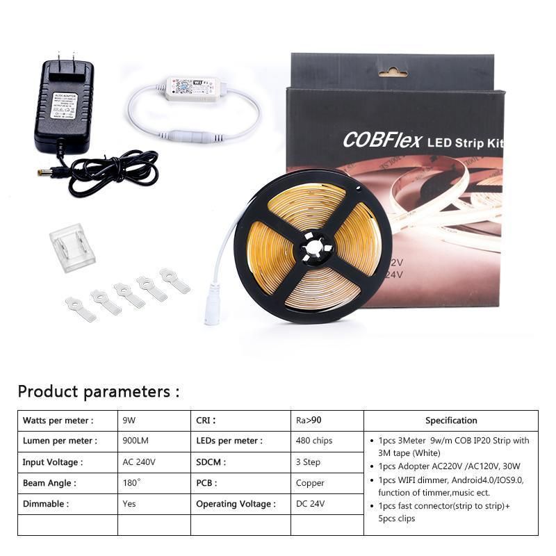 Factory Price 5m Flexible Luces LED Light Kit COB LED Strip 24V