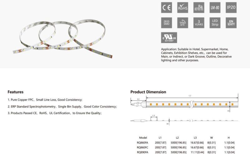 5000K 2835SMD 60LEDs IP20 Flexible LED Strip Lights