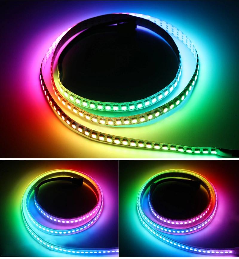DC12V Ws2813 Individually Flexible 30/60/144pixels/M RGB Addressable LED Strip Light Dual Signal Programmable Lighting for Indoor Decoration